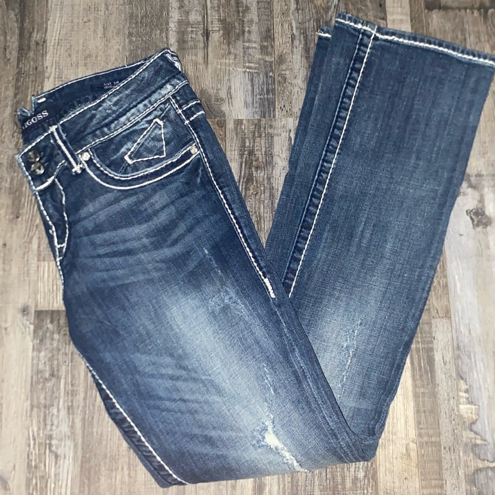 Vigoss dark distressed denim jeanss